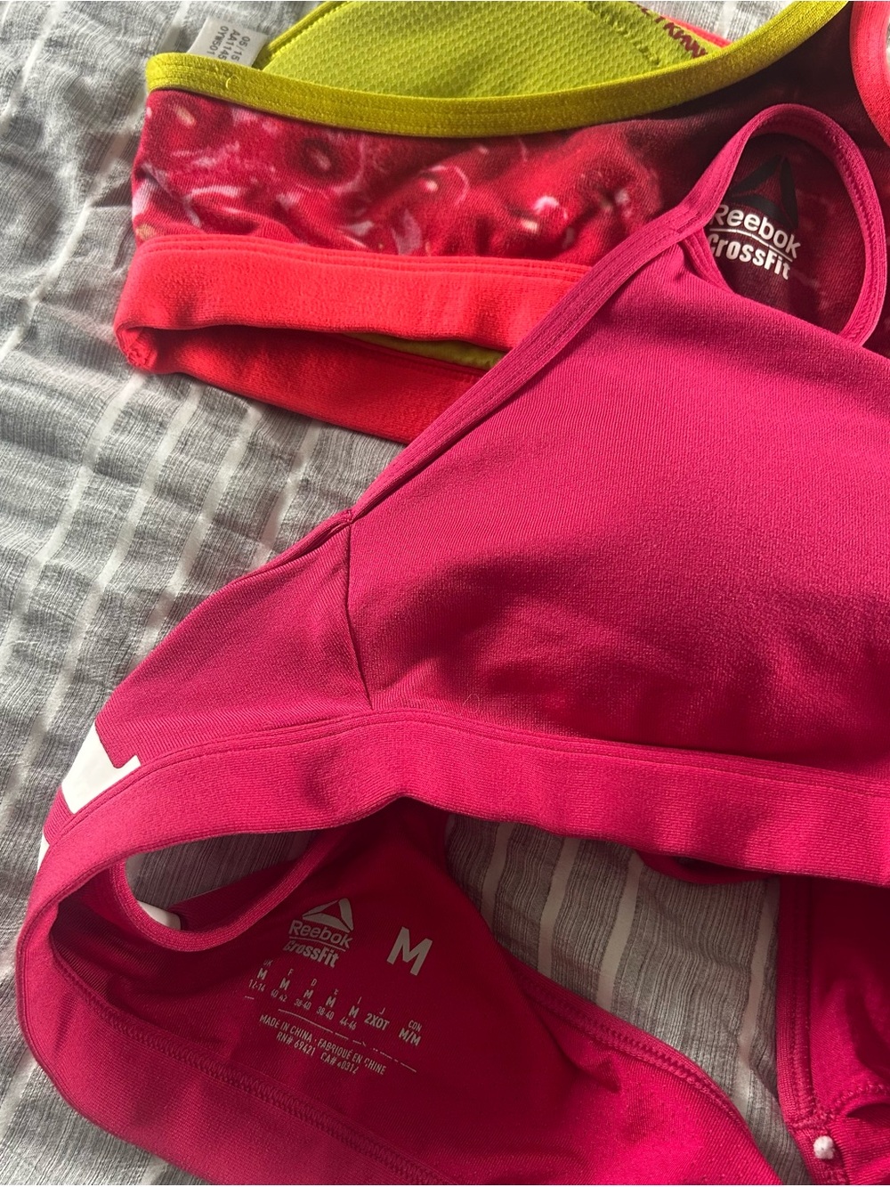 Reebok Pink and Coral Sports Bra Duo with Neon Trim - Picture 3 of 3